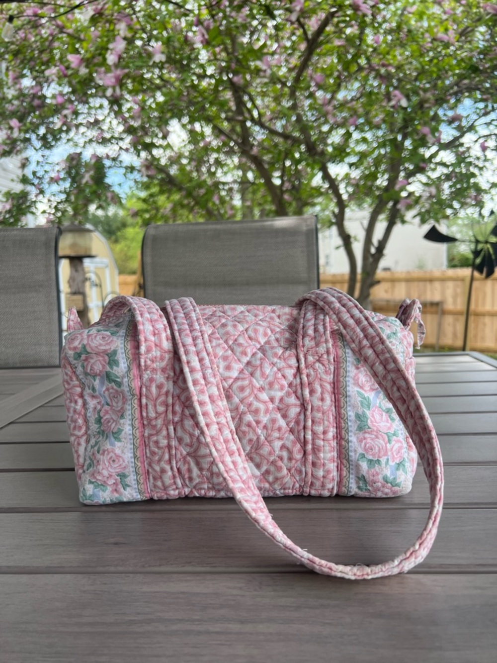 RARE Indiana Vintage VERA BRADLEY Pink Delft 1990 100 Mini Duffle Bag